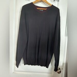 Buckle Black Sweater Mens L NWT Black Burgundy V-Neck Knit Pullover Athletic Fit